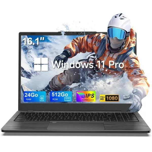 Laptop, Intel Celeron N5095 (4C/4T, Up to 2.9 GHz), 24GB DDR4 RAM 512GB SSD, Windows 11 PRO, WiFi 5, Portable Computer, AZERTY
