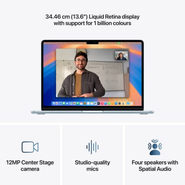 Apple MacBook Air Apple M4 - (16 GB/256 GB SSD/macOS Sequoia) MC6T4HN/A  (13.6 inch, Sky Blue, 1.24 kg) - Image 7